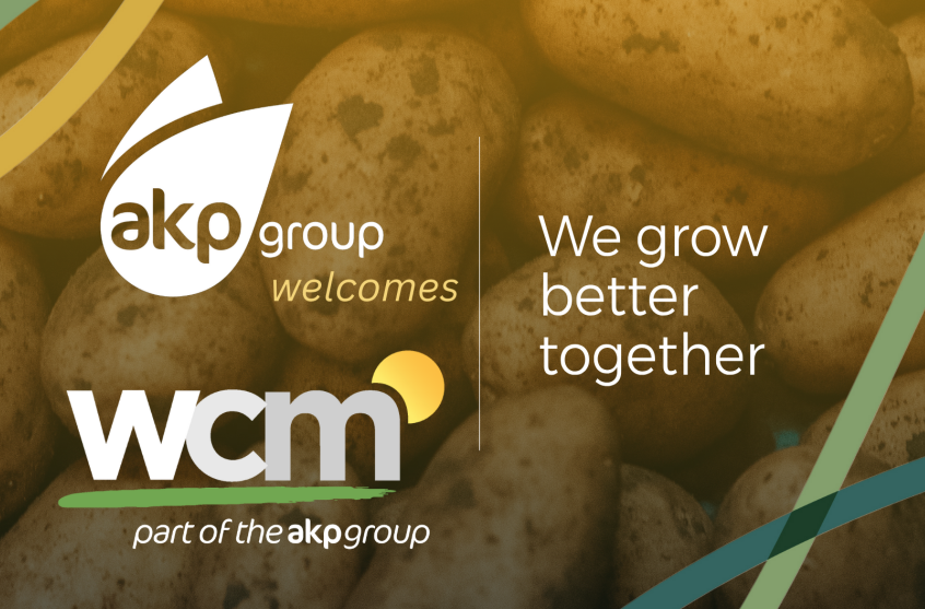 Potatoes with the logos of WCM and AKP on top showing how they have merged