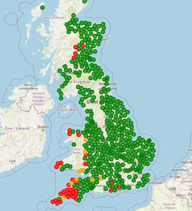 Blightspy map showing potato blight alert areas