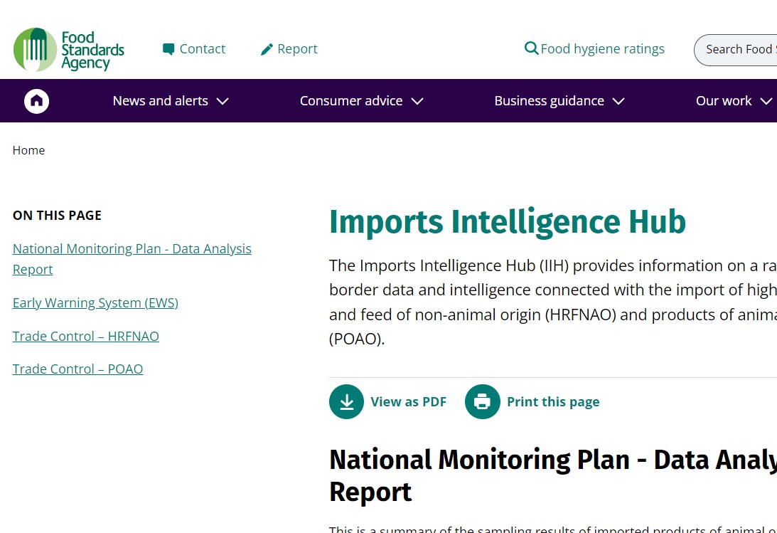 The Imports Intelligence Hub (IIH) provides information on a range of border data and intelligence connected with the import of high-risk food and feed of non-animal origin (HRFNAO)