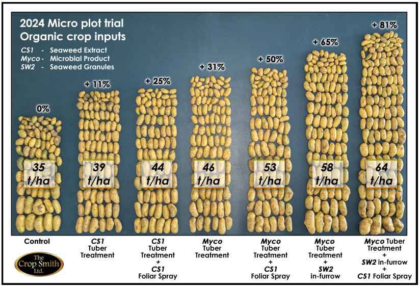 Chart showing results of potato biostimulant micro trial