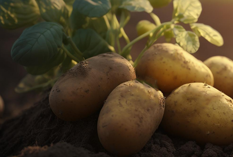 Potatoes on soil in South Africa