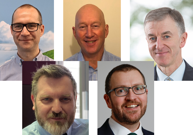 Head and shoulders of five people in new jobs
