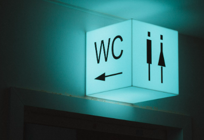 Lit-up male and female WC sign